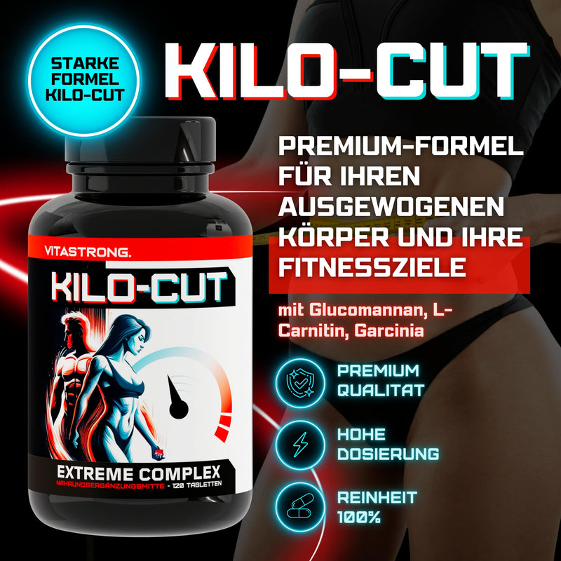 [Australia] - Kilo-Cut for Aesthetic Results, New Generation Solution - Synergy of Garcinia, Matcha, L-Carnitine, Choline, Glucomannan - 120 Tablets - Feel Lighter and More Energetic 