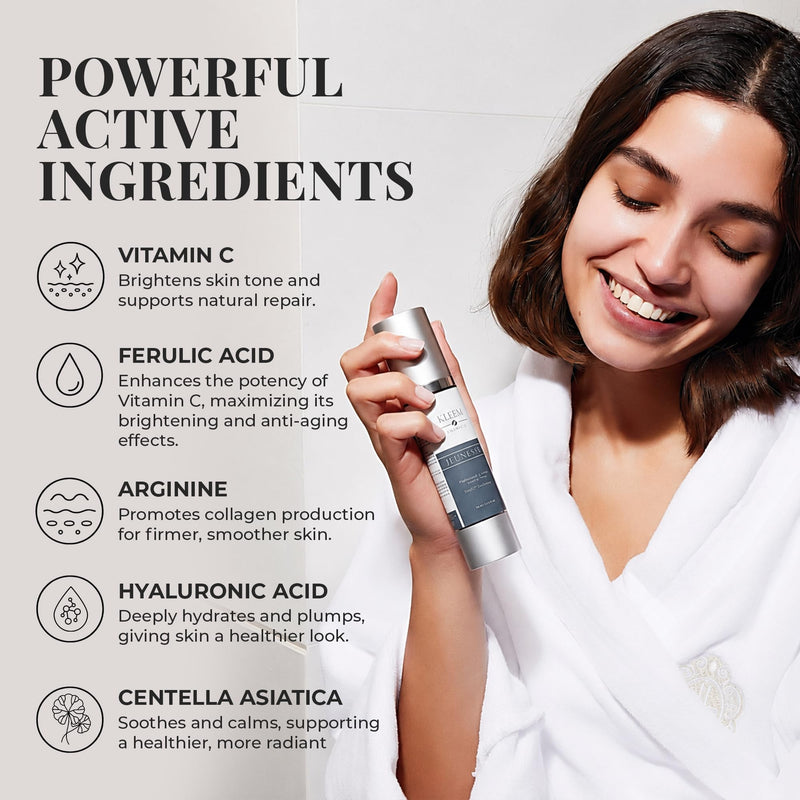 Kleem Vitamin C Serum for Face - Anti-Aging & Brightening - 1.7 oz | Illuminates dull skin & diminishes dark spots for a healthy, glowing complexion. Cruelty Free, EWG Verified & Made in the USA 1.7 Fl Oz (Pack of 1)