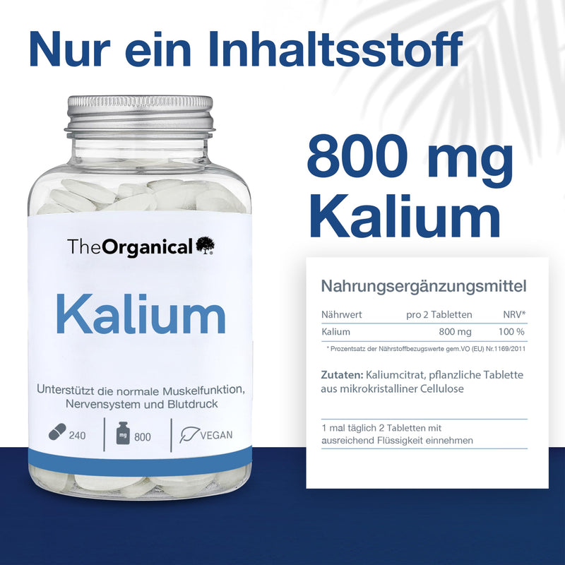 [Australia] - New: TheOrganical®: High-dose potassium with 800 mg potassium citrate | 240 capsules | Made in Hamburg | Without additives & high doses | Potassium | Calcium 