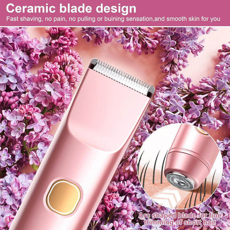 [Australia] - Bikini Trimmer for Women Pubic Hair: 2 in 1 Electric Razors for Women - Rechargeable Electric Shaver - IPX7 Waterproof Bikini Shaver for Travel & Shower Use in Summer (Rose Gold) Rose Gold 