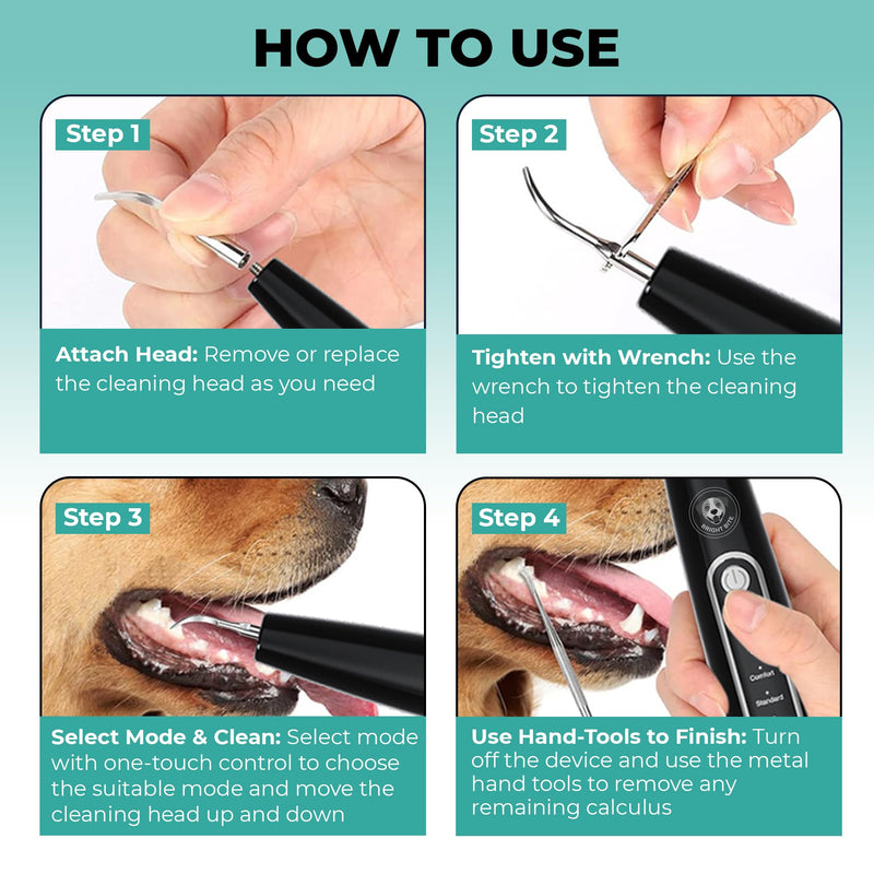 BRIGHT BITE™ | Ultrasonic Plaque Remover for Teeth | Dog Toothbrush; Cat Toothbrush | Quiet Tartar Remover | Dog Accessories | Teeth Cleaning Tools| Doggie Dental Scaler | Dental Tools | USB-C