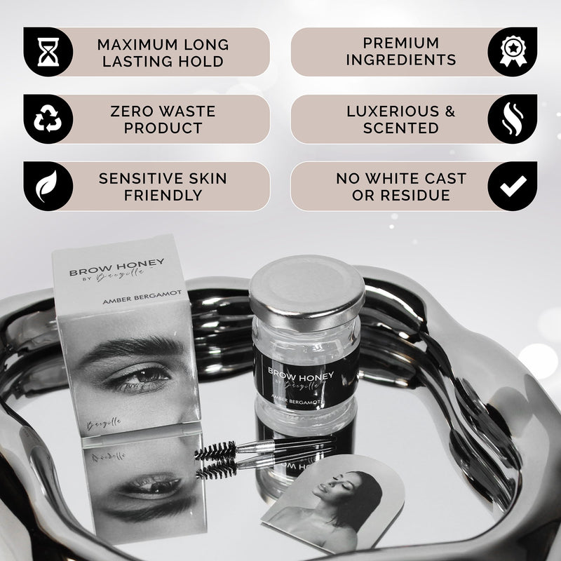 [Australia] - Brow Honey by Baezilla Eyebrow Gel Gift Set - Long Lasting Clear Gel With Brush & Waterproof Wax Lamination, Pack of 3 Variety Pack 