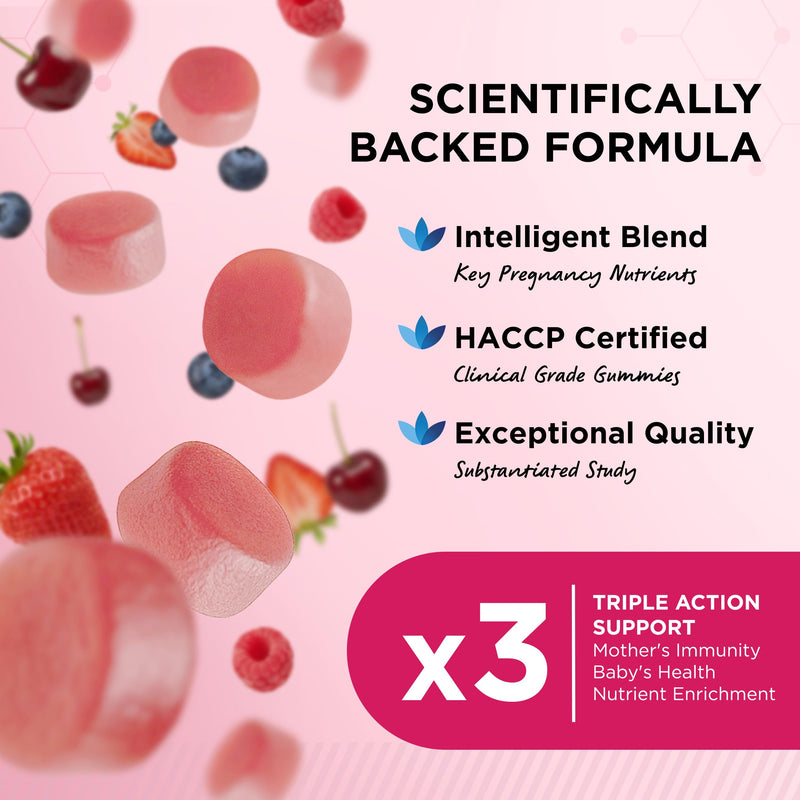 Physis Folic Acid Pregnancy Vitamins | Vegan Prenatal Vitamins for Women | Pregnancy Gummies with Folic Acid and B12 | Folate Vitamin Bs C D E K & Zinc | 60 Berry Soft Chews | Pregnancy Supplements