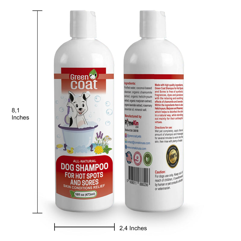 Natural Dog Shampoo for Hot Spots And Sores | Soothing Relief for Irritated Or Itchy Skin | Made In The USA With Organic and Natural Ingredients | Made with essential oils | 16fl oz 473 ml. For Hot Spots & Sores - PawsPlanet Australia