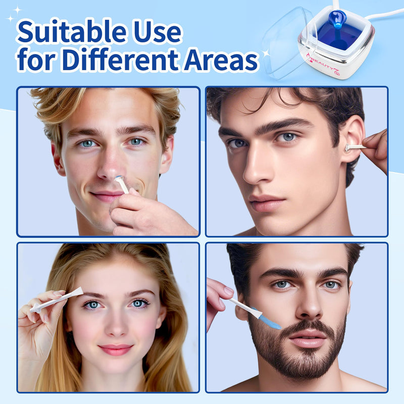 Beauty7 Nose Wax Kit, Ear Nose Waxing Kit for Women and Men, Portable Wax Warmer for Facical Hair Removal, USB Rapid Heating, 100g Waxing Beads, 10 Applicators, 10 Mustache Patches, 5 Calming Oil Wips