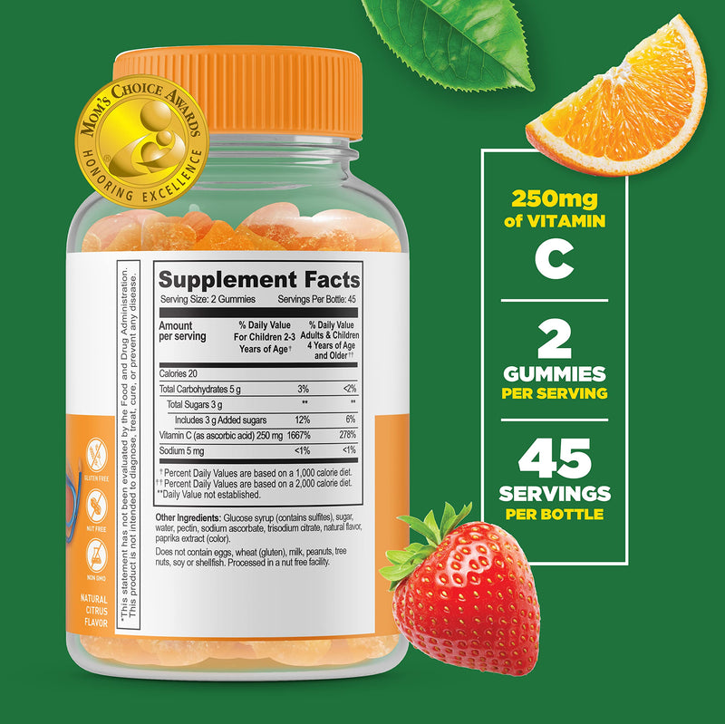 Lifeable Zinc 25mg Kids + Vitamin C Kids, Gummies Bundle - Great Tasting, Vitamin Supplement, Gluten Free, GMO Free, Chewable Gummy