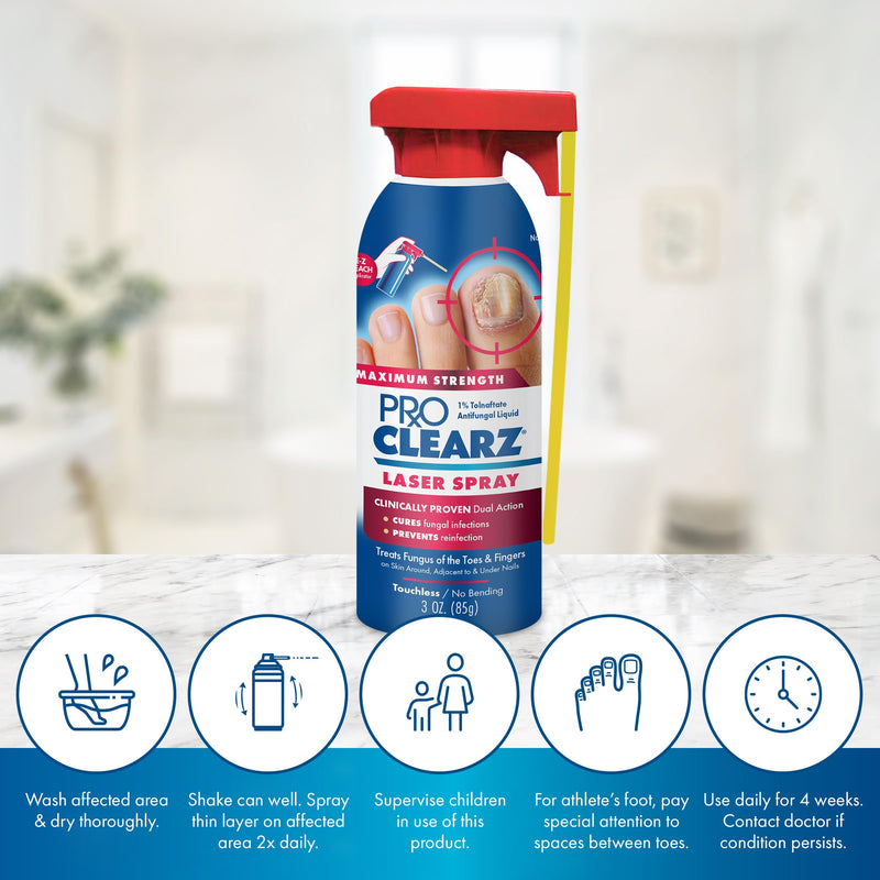 Laser Spray Antifungal Treatment, 3 oz, A Touch-Free Design To Help Prevent Fungal Infections | Hands-free spray nozzle delivers Tolnaftate 1% antifungal protection without touching affected areas