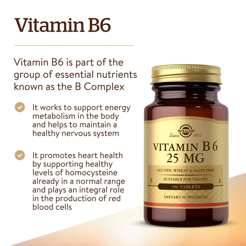 SOLGAR Vitamin B Bundle: B6 25 mg, 100 Tablets + Sublingual B12 1000 mcg Nuggets, 250 Count + B2 (Riboflavin) 100mg, 100 Vegetable Capsules
