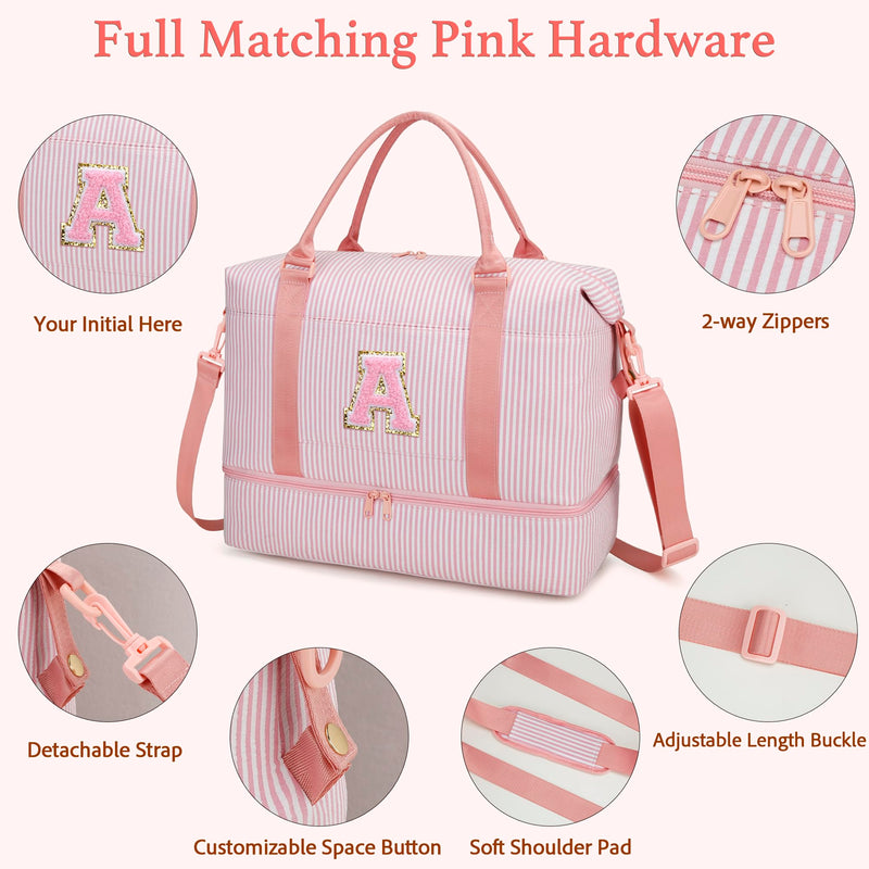 Birthday Gifts Pink Travel Duffle Bag for Girls(Pink,A) | Overnight Bags Weekender Bag with Shoe Compartment Dance Bag with Makeup Bag for Girls A