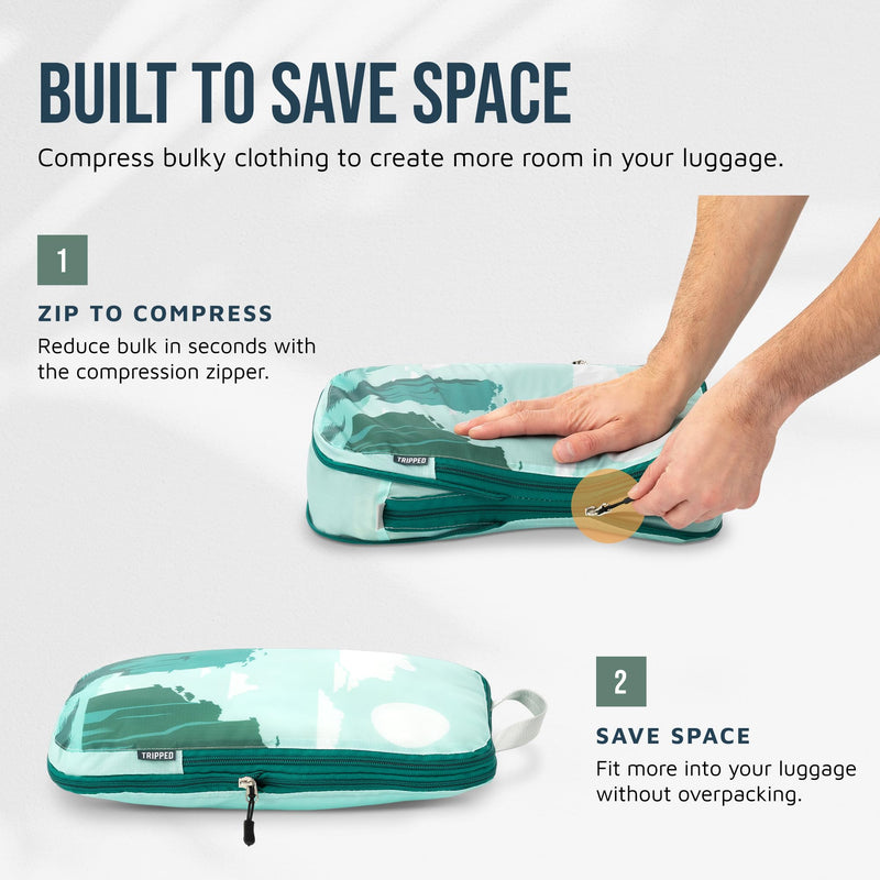 TRIPPED Travel Gear Large Compression Packing Cubes 7-Piece Set for Travel Getaways