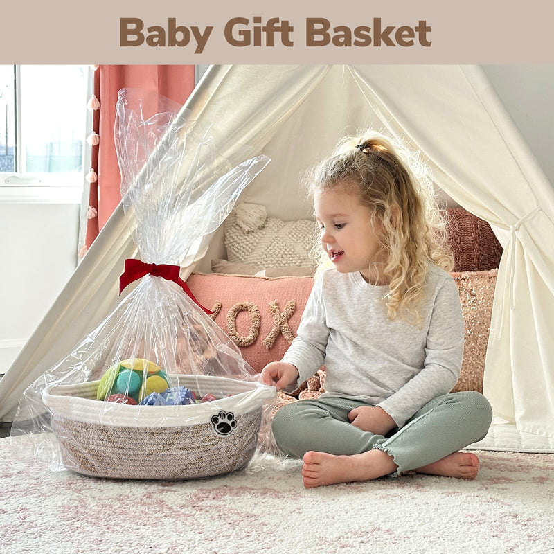 [Australia] - Dog Toy Basket Small Gift Basket for Baby, Storage Basket for Nursery, Woven Basket for Dog Cat Storage, Nursery Storage Basket for Diapers, Towels, 12"x 8" x 5" Mixed-Brown Brown 