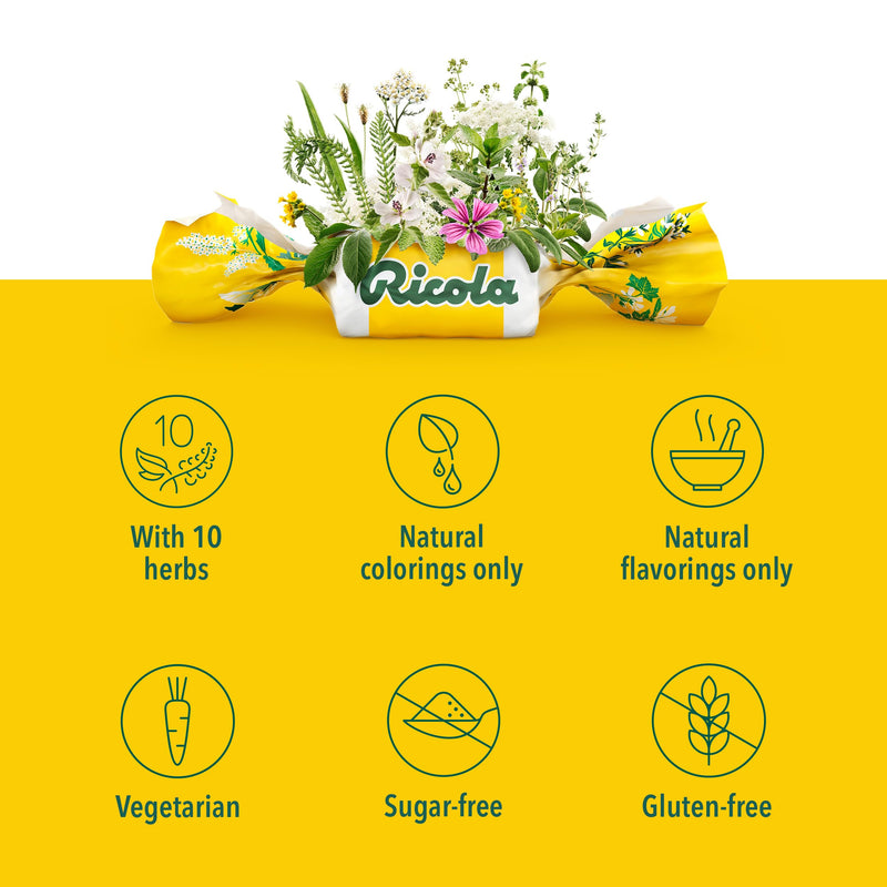 [Australia] - Ricola Sugar Free Lemon Mint Herbal Cough Suppressant Throat Drops, 105ct Bag Medication 