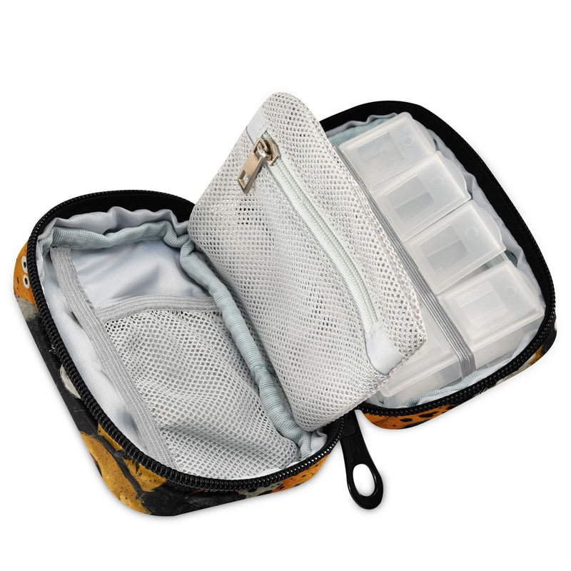 Ollabaky Pill Organizer Halloween Dogs Travel Pill Cases Bag Portable Pill Container 7 Days Pill Box Organizer Vitamin Supplement Holder for Family Business Dog