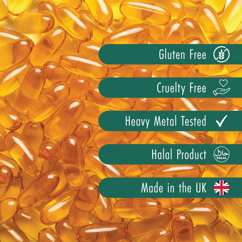 Refined Nutrition Ultra Omega 3 Fish Oil 2000mg | Halal Certified Bovine Gelatine Softgels | 700mg Active EPA & DHA | Supports Heart, Brain & Joints | 60 Easy Swallow Capsules (30 Day Supply) UK Made
