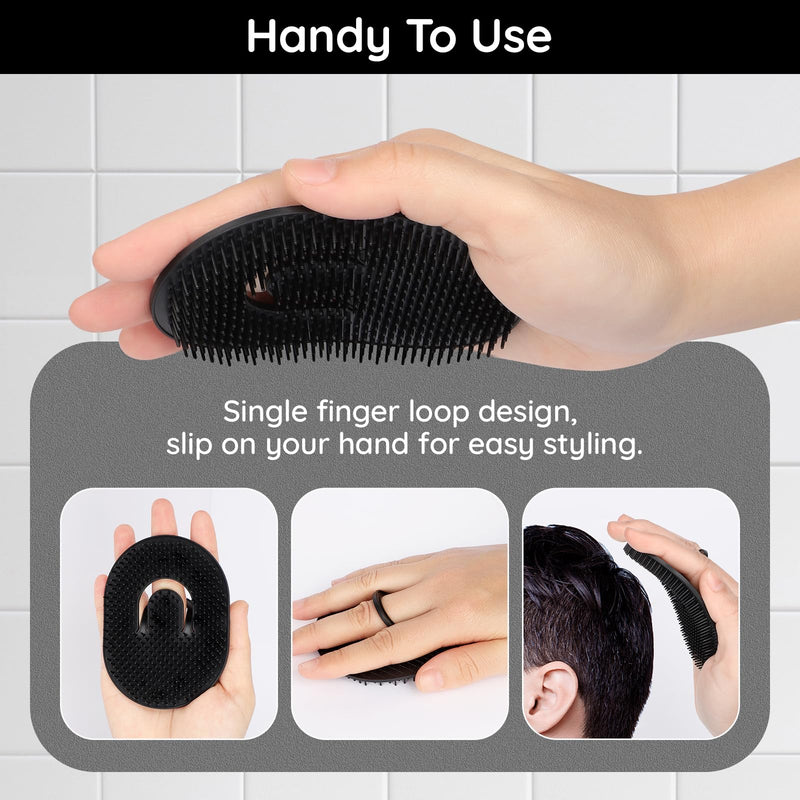 12pcs Palm Brush for Men, Segbeauty Portable Hair Brushes Plastic Beard Comb Shampoo Brushes Pocket Comb Scalp Massage Brush for Travel Finger Palm Brush Set