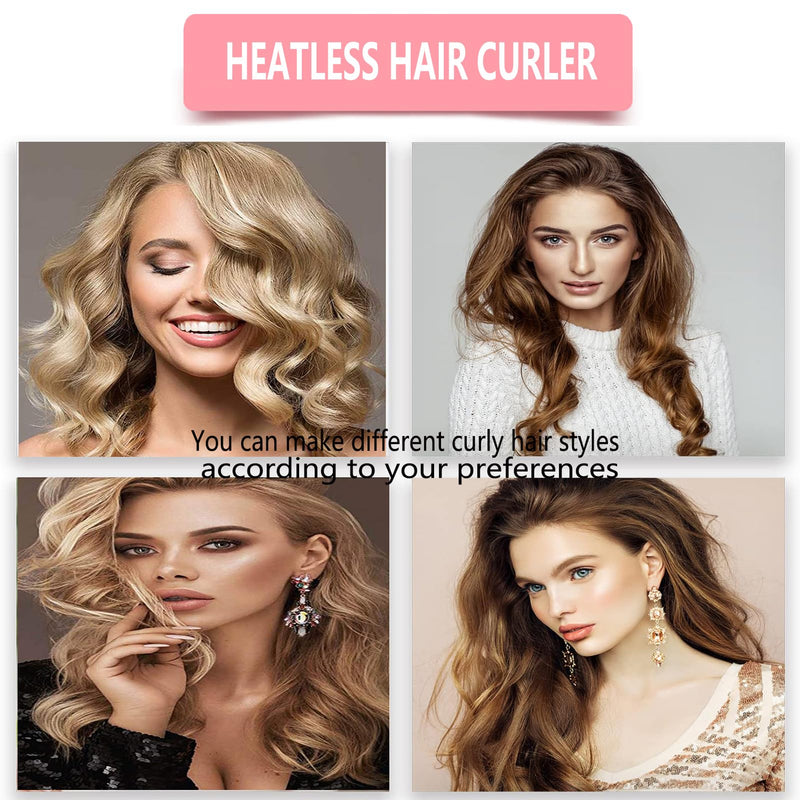 Jumbo Satin Heatless Curler Set 7pcs with Bonnet & Clips, For Big Voluminous Waves Overnight Sleeping No Damage Hair Styling Tools Long Hair Friendly Naturally Fluffy XL Heatless hair curlers-Khaki