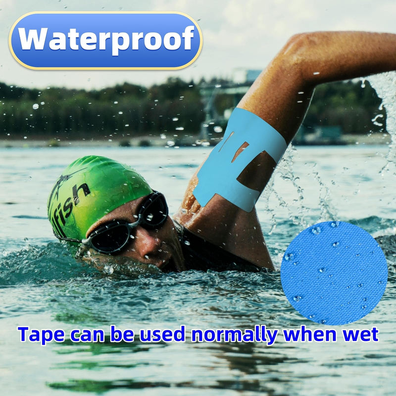 [Australia] - IEADEN Precut Kinesiology Tape for Shoulder, 10 Pcs - Shoulder Support & Stability, Shoulder Pain Relief Athletic Tape - Waterproof & Elastic, Breathable Hypoallergenic Latex-Free Tape, Blue 