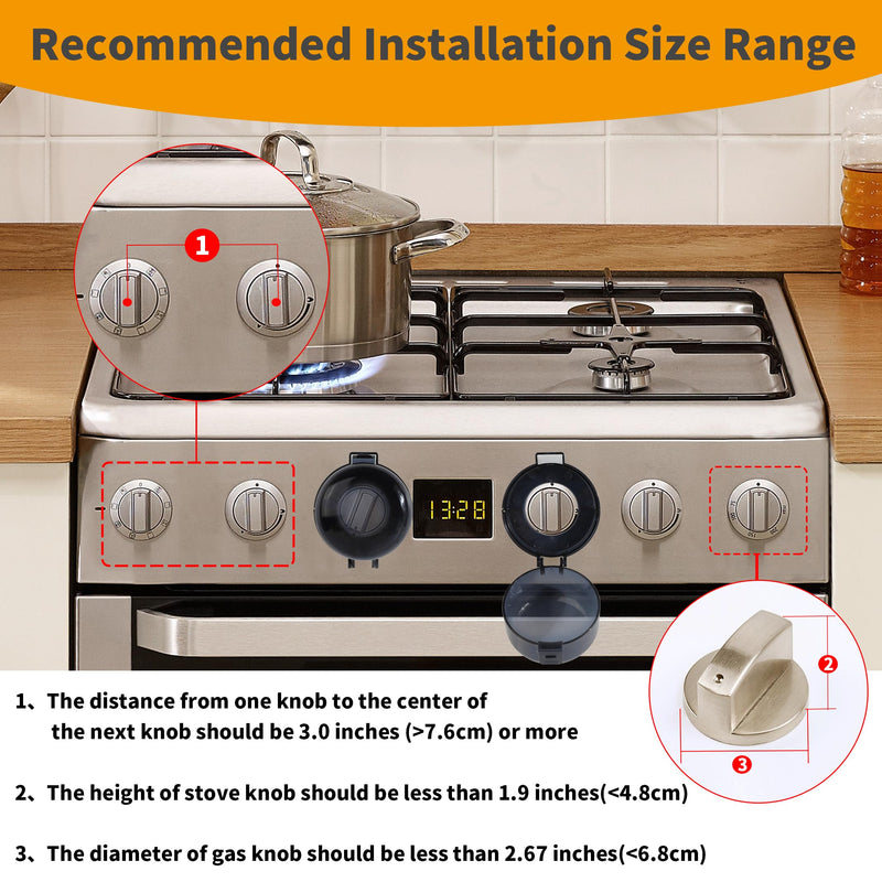 [Australia] - 5 + 1 Packs Stove Knob Safety Covers for Child, Childproof Oven Door Lock, Baby Proofing Kitchen Gas Range Oven Knobs Locks, Black 