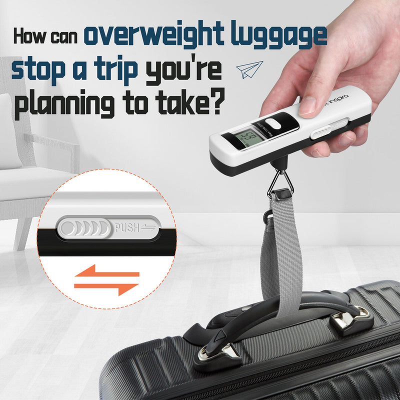 Travel Inspira TSA Approved Luggage Strap - Adjustable Length with Combination Lock and Luggage Scale Battery-Free 110 Pounds, Battery Included