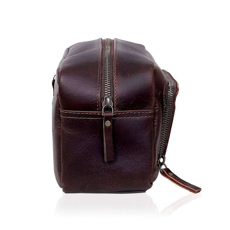 Men's Toiletry Bag Leather Travel Toiletry Bag Dopp Kit for Men Shaving Bag for Travel Accessories 101 YEAR QUALITY REPLACEMENT WARRENTY Dark Chocolate Brown