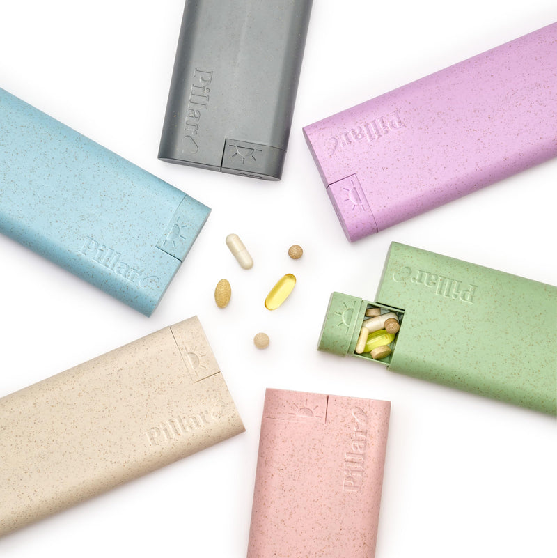 Pillar AM/PM Pill Box Organizer Two Times a Day - Aesthetic Weekly Pill Box | Perfect for daily use & travel, Day and Night trays, Sage Green, Great as a vitamin organizer or supplement organizer Pillar AM/PM - Twice a Day