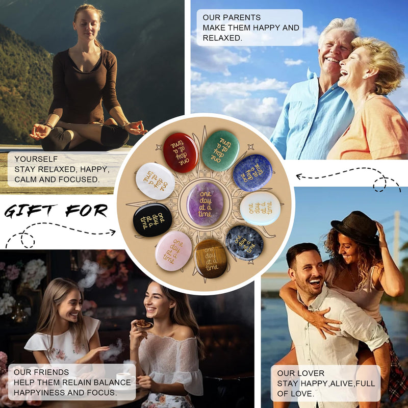 [Australia] - QINJIEJIE Amethyst Crystals Thinking of You Gifts for Anxiety Relief Items You Got This One Day at A Time Inspirational for Best Friend Encouragement Gifts for Women Sobriety for Men 