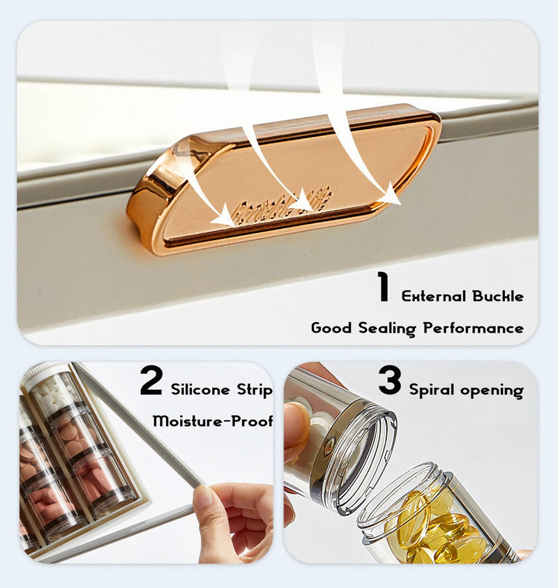 MURRI&MURRDI 7-Day Pill Organizer with 21 Compartments for 3 Times Daily - Extra-Large Moisture-Proof Travel Pill Case for Vitamins, Fish Oil, Medications - Weekly Medicine Dispenser, White D White 21 Cells