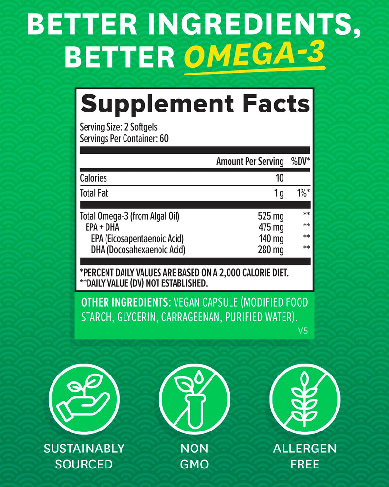 [Australia] - Zenwise Health Vegan Omega 3 - Plant Powered Omega-3 from Marine Algal Oil with EPA and DHA Fatty Acids - AVA Certified Vegan - 120 Count 120 Count (Pack of 1) 
