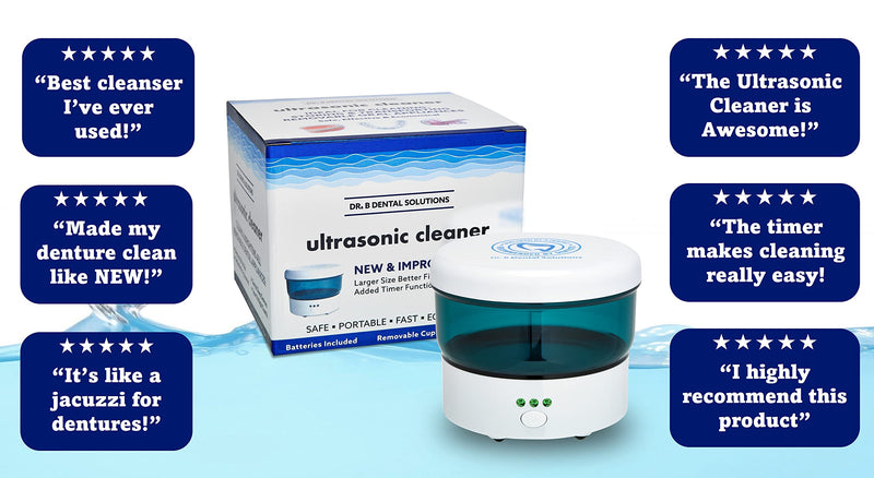 Dr. B Dental Liquid Crystal Soak Cleanser & Solutions Ultrasonic Cleaner Bundle | Complete Appliance Cleaning System for Dentures, Night Guards, Retainers & Aligners