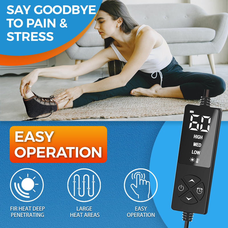 sticro Ankle Heating Pad with Lace-up Design for Sprained Ankle & Achilles Tendonitis Recovery, Auto-Off Heating Pad for Foot Pain Relief with 3 Heat & 5 Timer Settings for Men/Women(S/M)