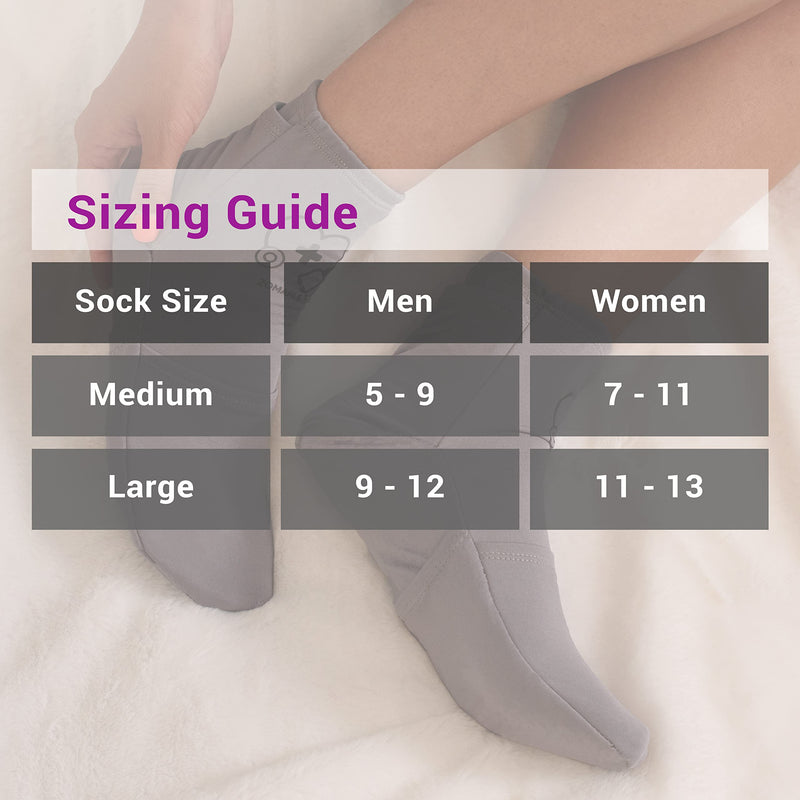 [Australia] - Zomaple Cold Therapy Socks + Gel Packs, Grey, Large – Soothe Burning Feet & Reduce Swelling – Hot/Cold Use, Touch Fasteners & Comes with 2 Large & 2 Small Gel Packs – Versatile Foot Ice Pack Wrap 