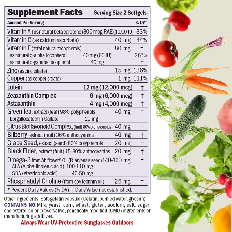 [Australia] - ANDREW LESSMAN Ultimate Eye Support with Astaxanthin 60 Softgels – 12mg Lutein, 6mg Zeaxanthin, 4mg Astaxanthin, Bilberry, Key Nutrients to Support Eye Health & Promote Healthy Vision. No Additives 60 Count (Pack of 1) 