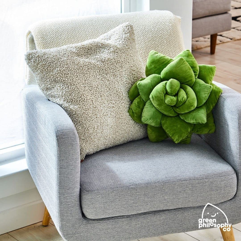 [Australia] - Green Philosophy Co. Plush Leaf Pillow - 3D Accent Succulent Leaf Throw Pillow for Couch Sofa Living Room Home Decor for Plant Lovers, Garden Lovers, Green Thumb Family & Friends Lil Pop (16 Inches) Olive Green 