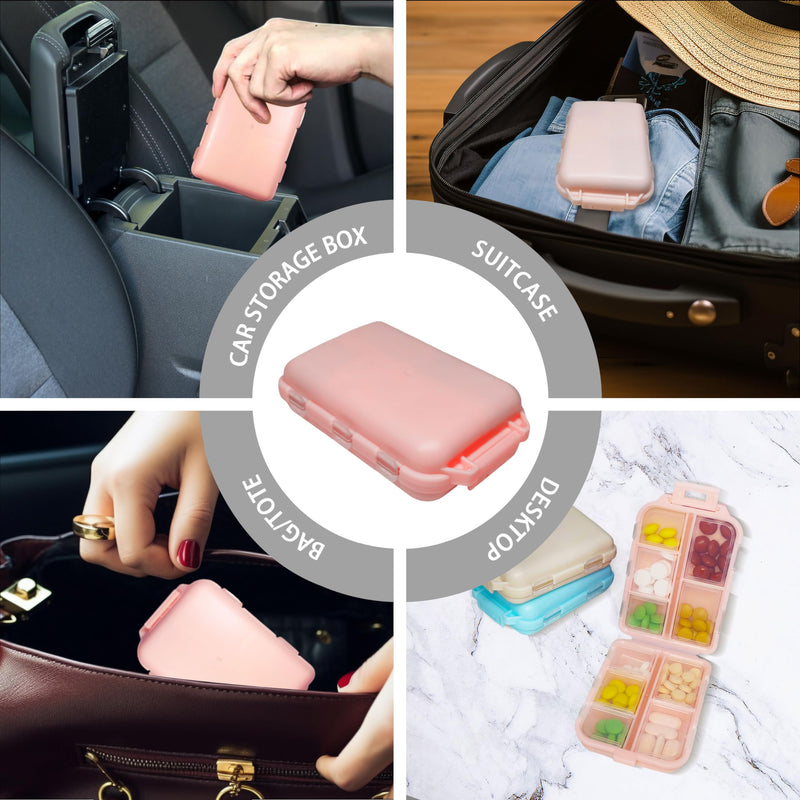 [Australia] - Pill Organizer with Medicine Labels 161 Labels Travel Daily Pill Container Mini Medication Organizer Storage Pill Organizer Travel Essentials Pill Case 7 Day Pill Organizer (Pink, 1 Pack) Pink 