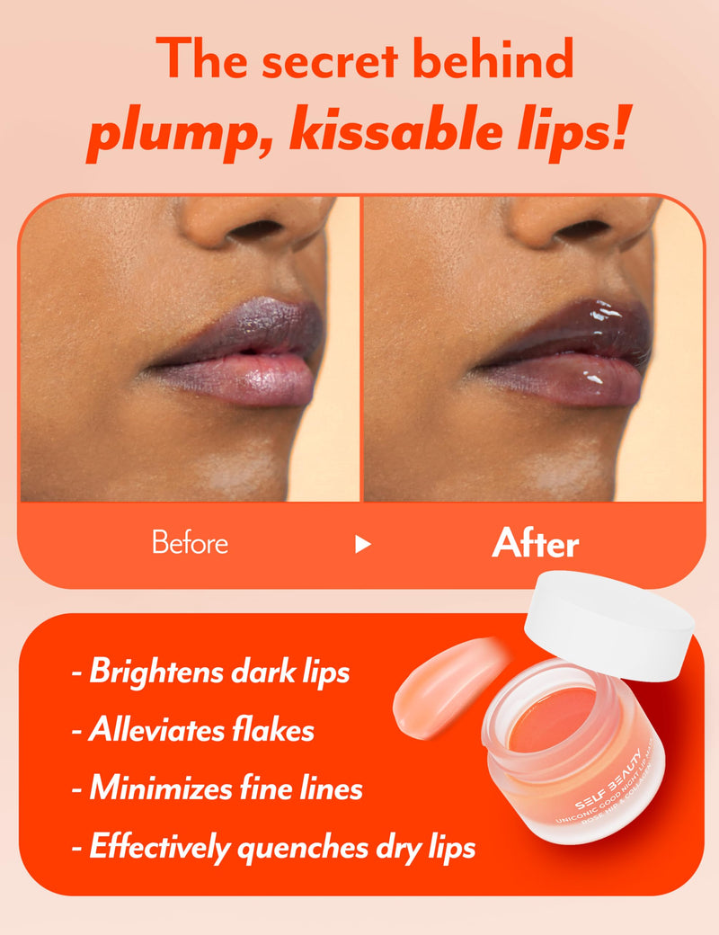 [Australia] - SelfBeauty Lip Mask - Rosehip & Collagen, Vegan Lip Balm, Lip Moisturizer, Overnight Hydrating Lip Treatment with Collagen Peptide, Lip Scrub Exfoliator Intensive Lip Repair, 0.51fl.oz Rosehip Collagen (Coral) 