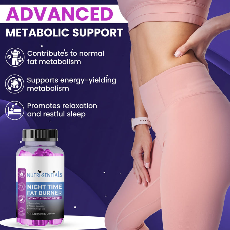 Night Time Gummies- Metabolism & Sleep Support Supplement- Promotes Relaxation & Wellness for Women & Men- Natural Weight Management Gummies with Mixed Berry Flavour- 60 Count