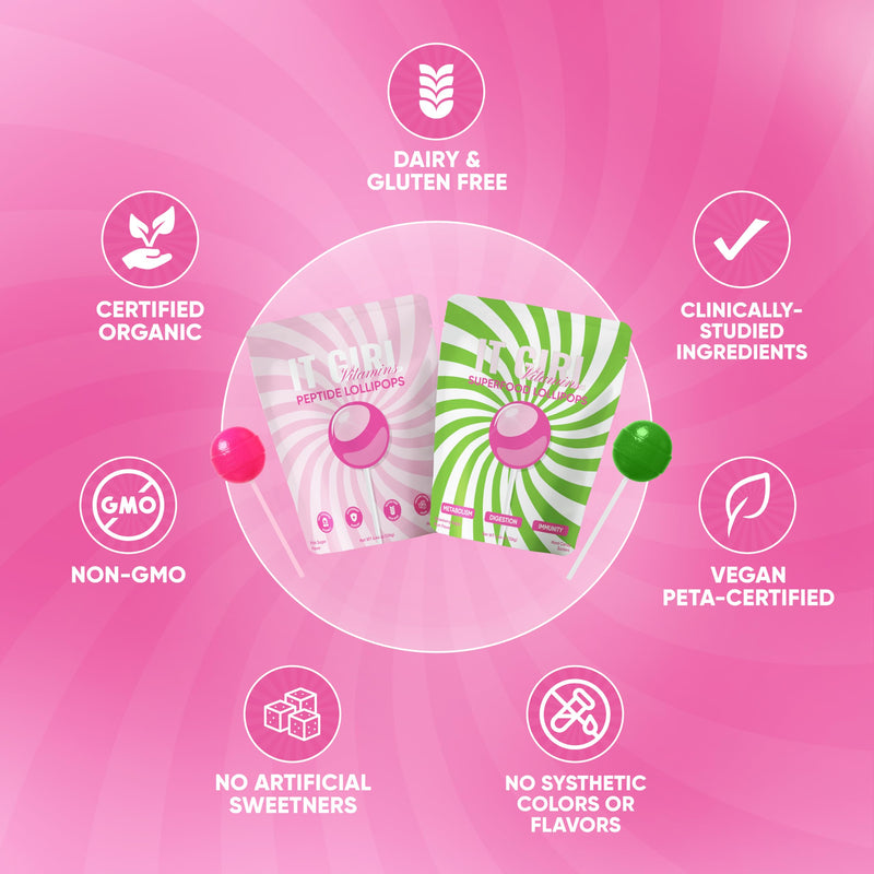 Collagen Peptide Lollipops for Women & Teens – Hair Skin and Nails Supplement with Hyaluronic Acid and Vitamin C – Beauty Candy Pops for Glowing Skin – Low Sugar Vegan Collagen Vitamins for Adults 10
