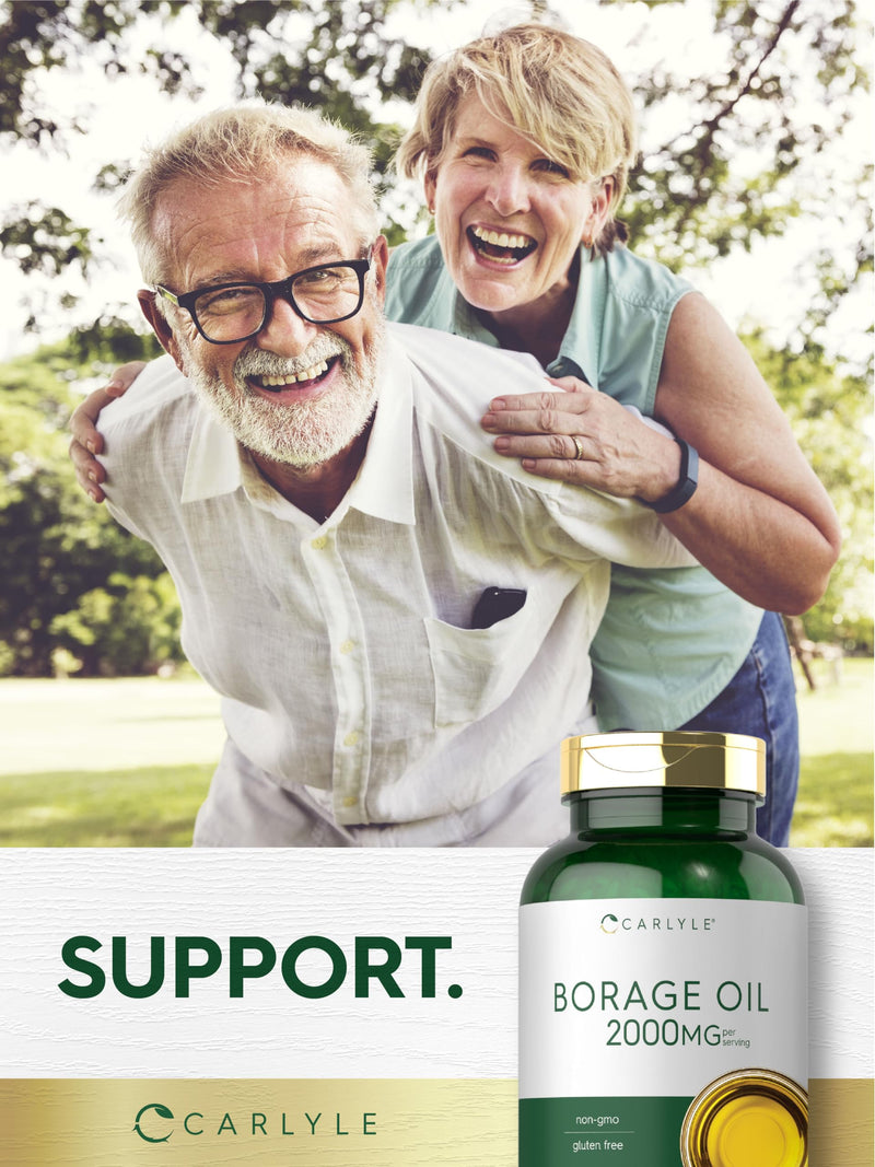 [Australia] - Carlyle Borage Oil Capsules | 2000mg | 200 Softgels | 320mg of GLA | Cold Pressed Seed Oil Supplement | Hexane Free | Non-GMO & Gluten Free 