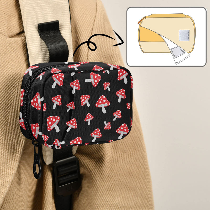 Cute Mushroom Pill Case, Portable Weekly Pill Box Bag Container 7 Days Pill Organizer Vitamin Supplement Holder with Zipper for Travel Family Business
