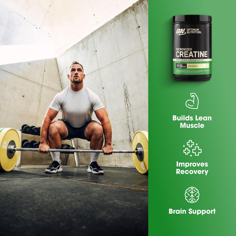 Optimum Nutrition Creatine, Micronized Creatine Monohydrate Powder, Supports Strength & Recovery, Banned Substance Tested, Unflavored, 5 g per Serving, 120 Servings | 5g Micronized Creatine Monohydrate Powder Per Serving, Supports Muscle Strength & Pow...