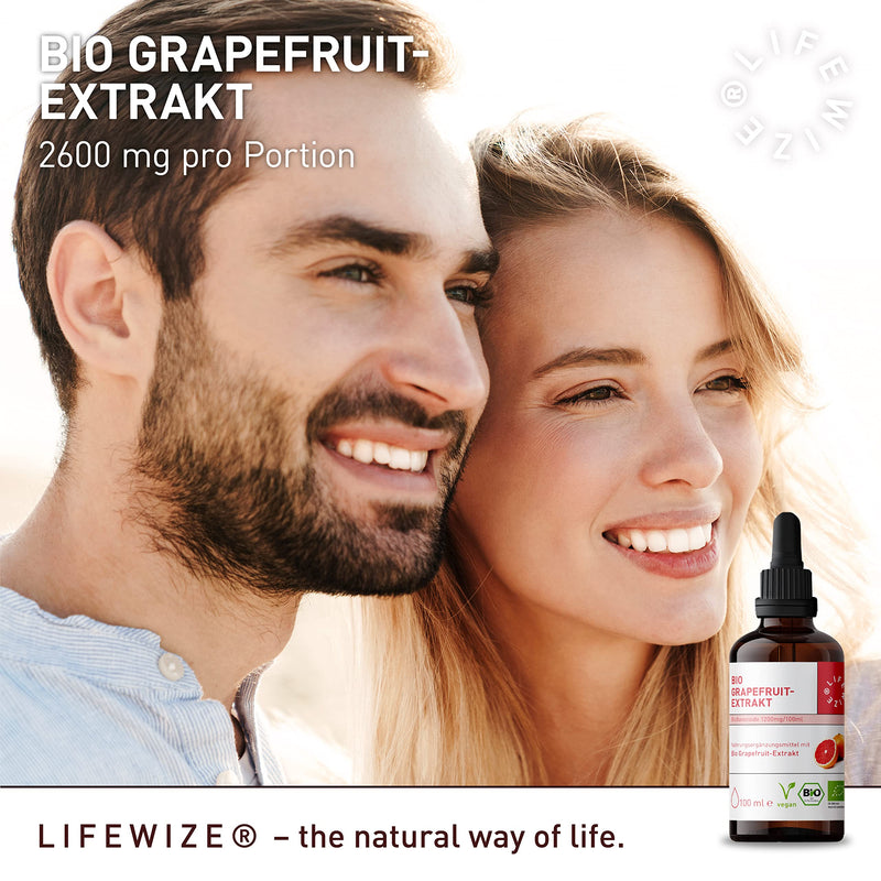 [Australia] - LifeWize® grapefruit seed extract organic drops high dosage with 1200mg / 100ml - vegan, certified organic and without unwanted additives 