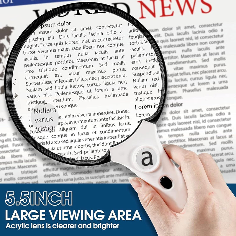 [Australia] - Large Magnifying Glass with Light, Magnifier 10X 20X 45X Handheld Illuminated Lighted Magnifier with 3 LED Lights 1UV Light Storage Bag Clean Cloth for Seniors Reading Inspection (Black) Black 