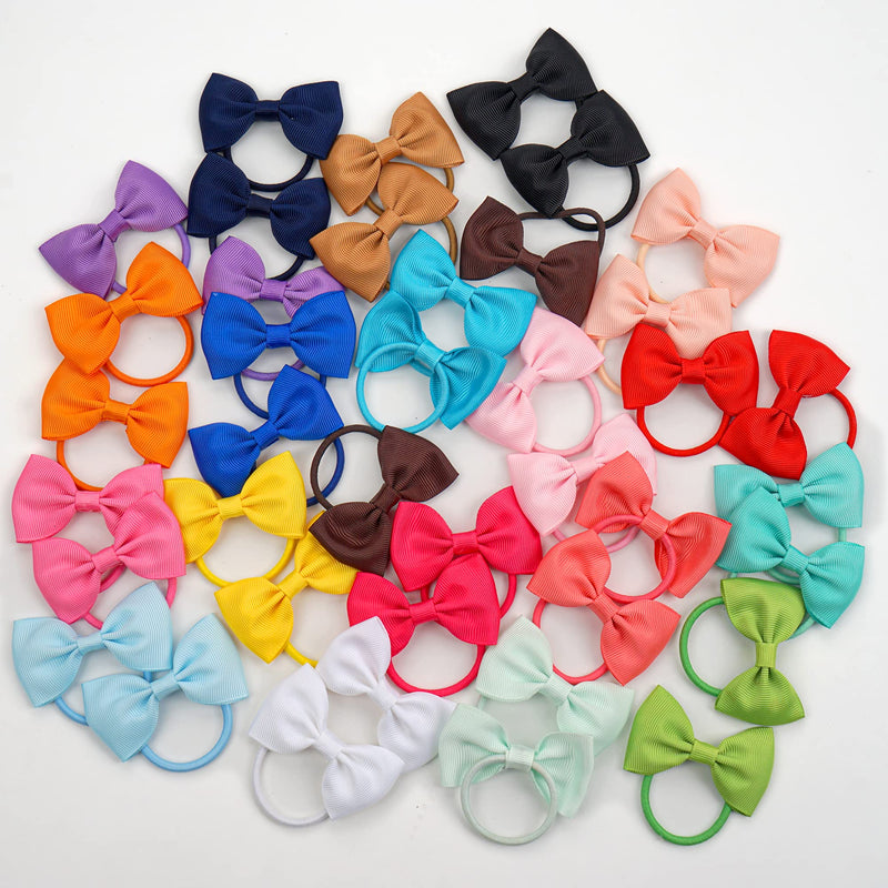 CÉLLOT Toddler Hair Ties 40pcs 2.75" Baby Girls Hair Bows Tie Baby Bows Elastics Rubber Ribbon Hair Bands Accessories for Baby Girls Kids Children 2.75inch-40pcs/Classic