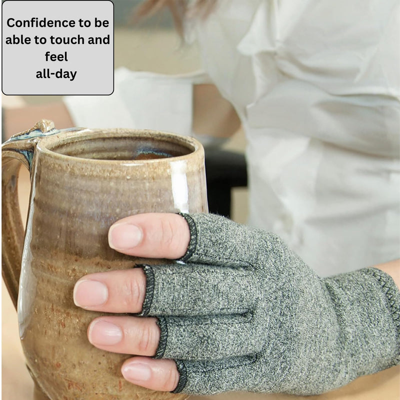 Generic Arthritis Gloves and Button Helper, Pain Relief, Fingerless, Breathable, Washable, For Men and Women, Grey (Extra Large)