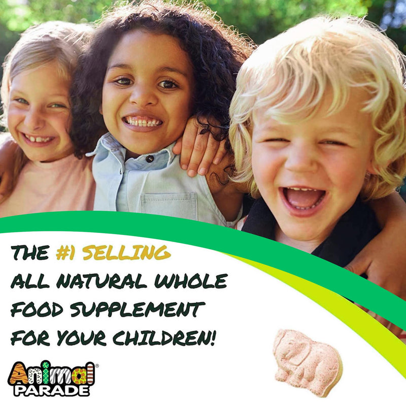 NaturesPlus Animal Parade KidGreenz - Green Superfood Blend for Kids - Tropical Fruit Flavour - Vegan, Gluten Free - 90 Chewable Tablets
