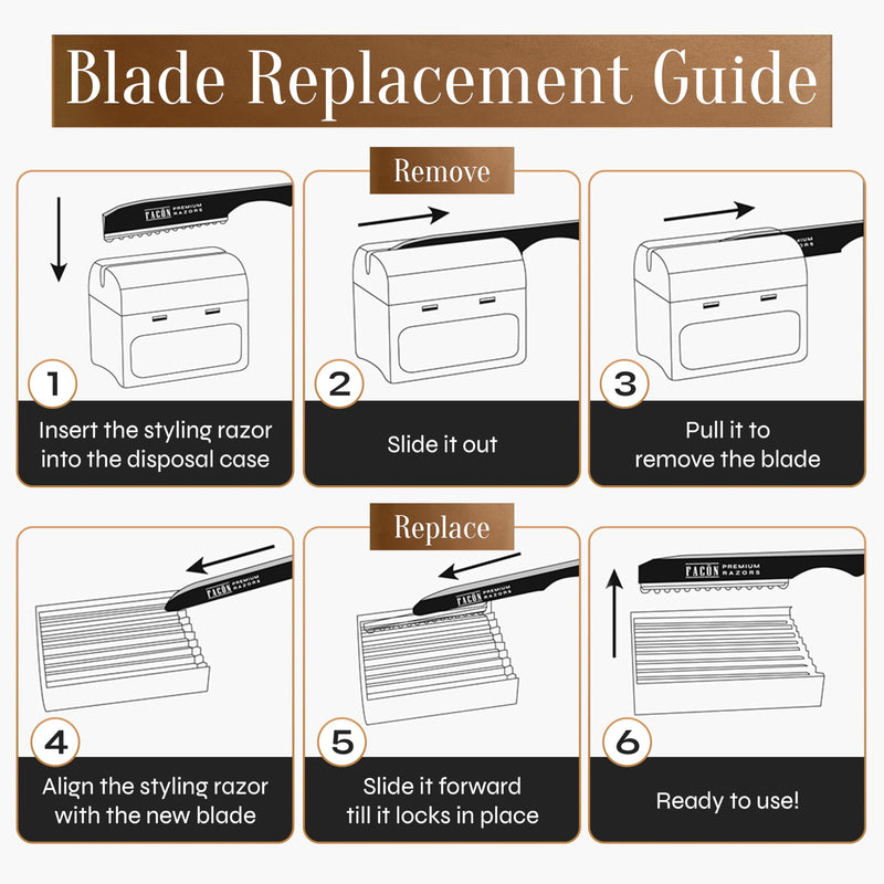 [Australia] - Facón Hair Razors for Cutting Hair - Professional Hair Styling Razor Kit with 11 Replacement Blades, Stainless Steel Hair Cutting Tool for Salon & Home, Premium Hair Thinning Texturizing Faether Razor 