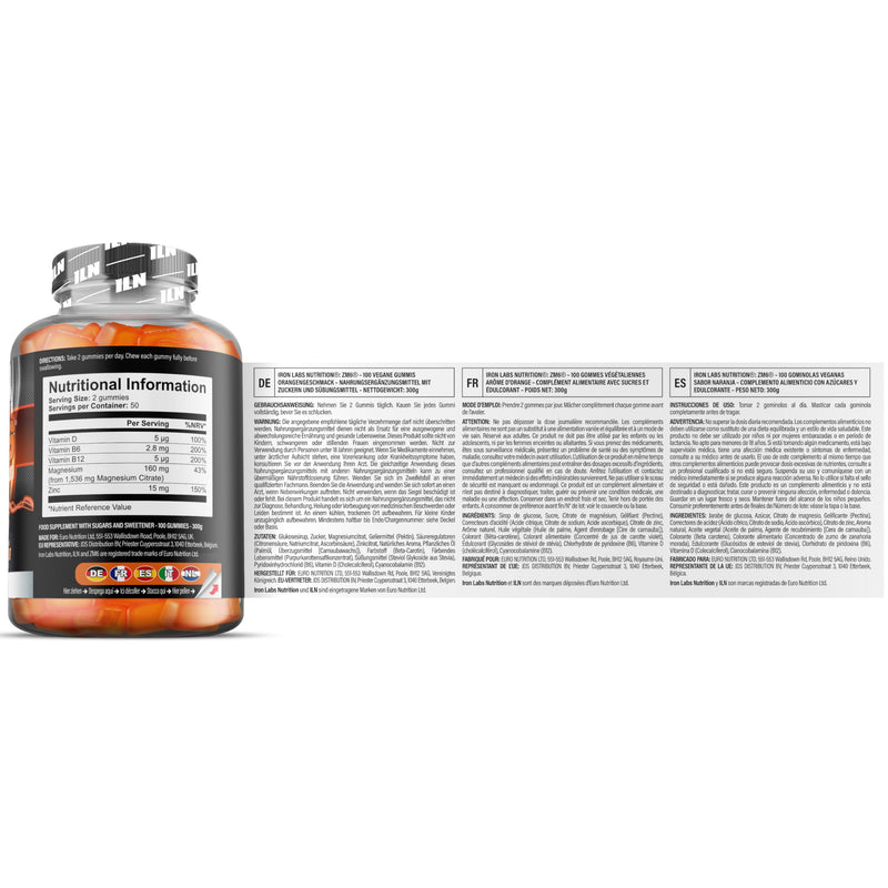 ZM6 – High Strength Zinc and Magnesium Gummies – 100 Vegan Gummies (Orange Flavour) – Supplement for Men and Women - Zinc Citrate and Magnesium Citrate 100 count (Pack of 1)