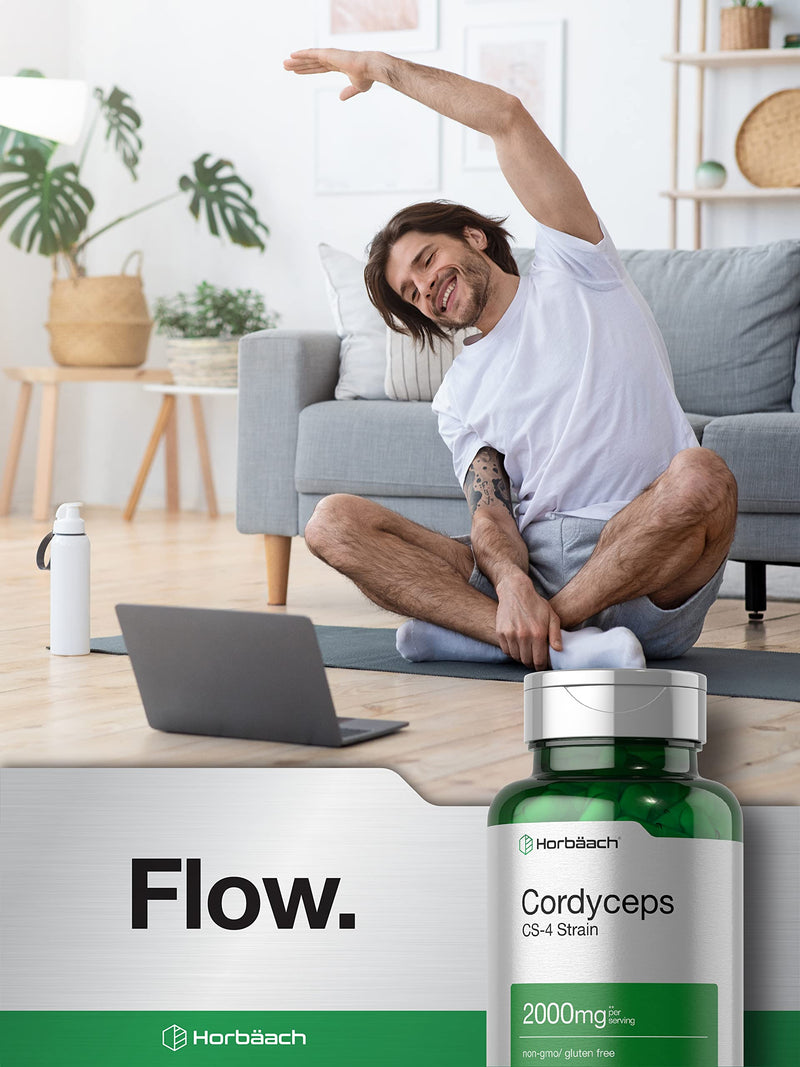 [Australia] - Horb√§ach Cordyceps Mushroom Capsules 2000mg | 200 Count | CS-4 Strain Cordyceps Sinesis | Non-GMO Herbal Supplement 