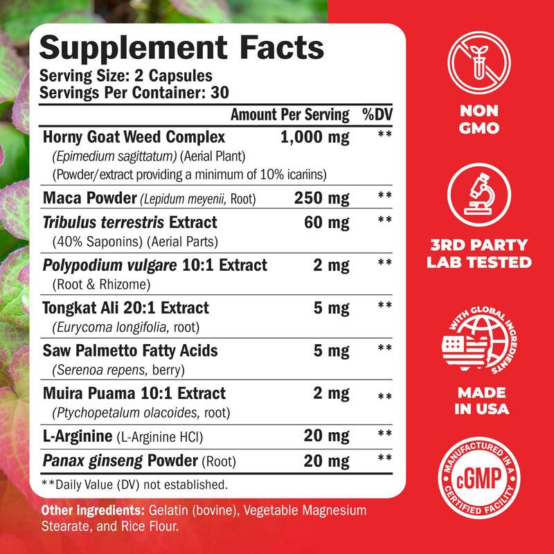 Vimerson Health Multivitamin for Men & Tongkat Ali for Men with Horny Goat Weed, Maca Root Powder, Tribulus Terrestris, Saw Palmetto Extract