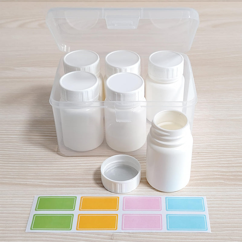 Plastic Empty Pill Bottle Organizer Medicine Vitamin Chemical Containers with Lables Caps (40ml) 40ml